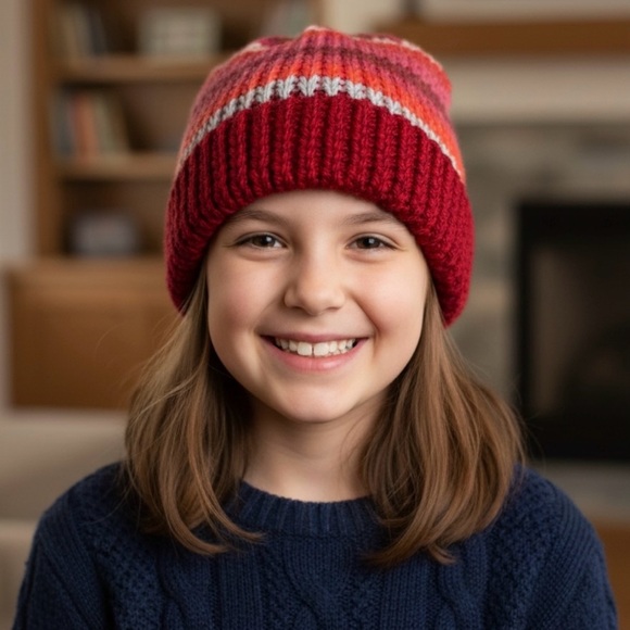 Knit Beanie Girls Sz Youth handmade - Picture 2 of 5